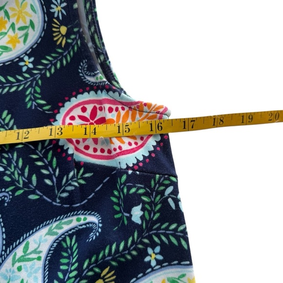 Talbots Pleat Ruffle Neck Paisley Print Sheath Dress Sleeveless Medium Petite - Picture 8 of 12